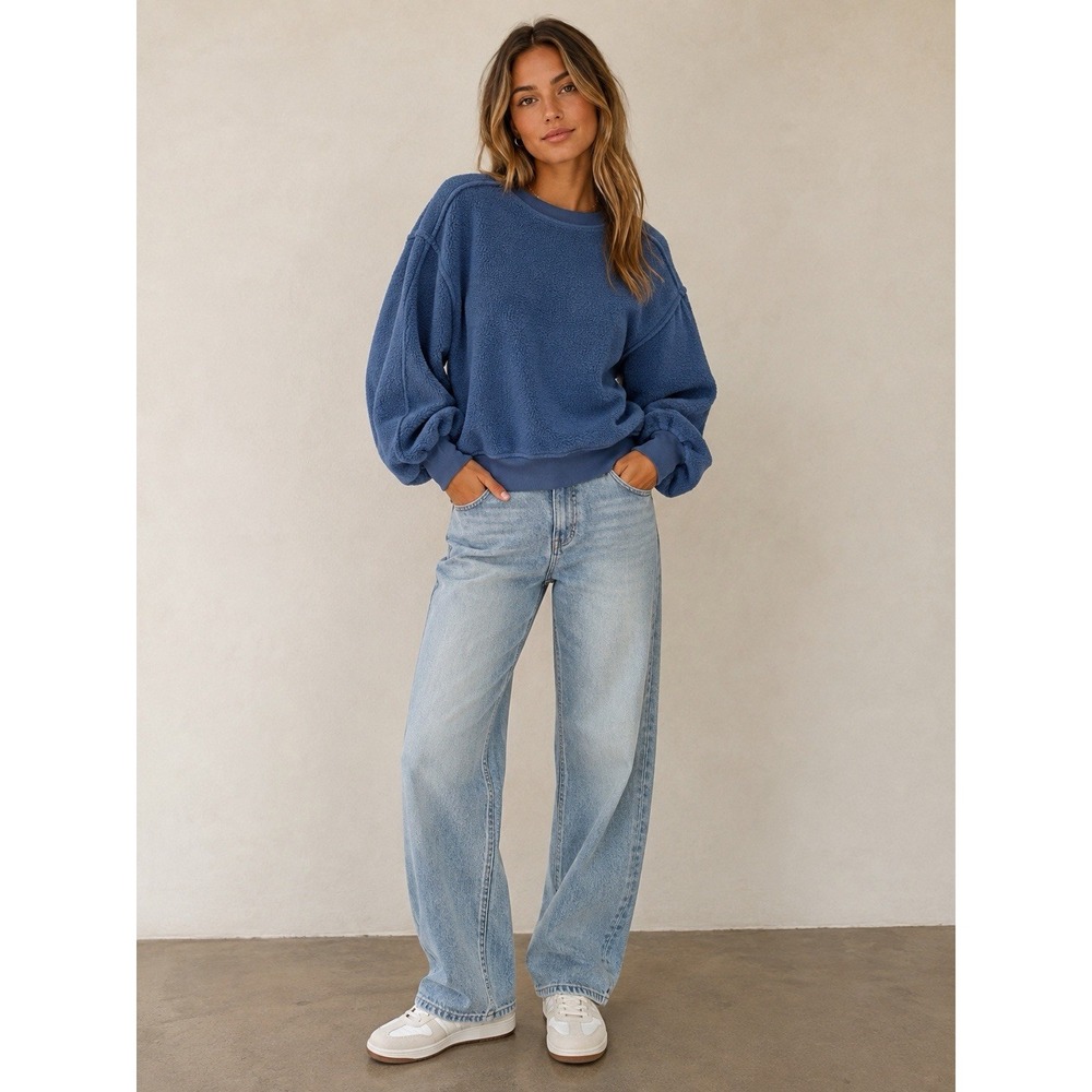 Anthropologie Pilcro Slouchy Crew-Neck Oversized Sweatshirt Size XS In Blue